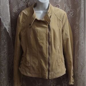New BNCI brushed cotton‎ blend soft yellow jacket size L lace up sides & sleeves